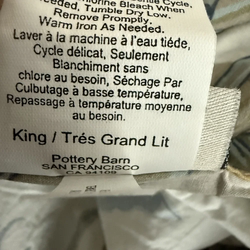 Pottery Barn Sydney Palampore Duvet Cover King Organic Cotton Botanical Blue